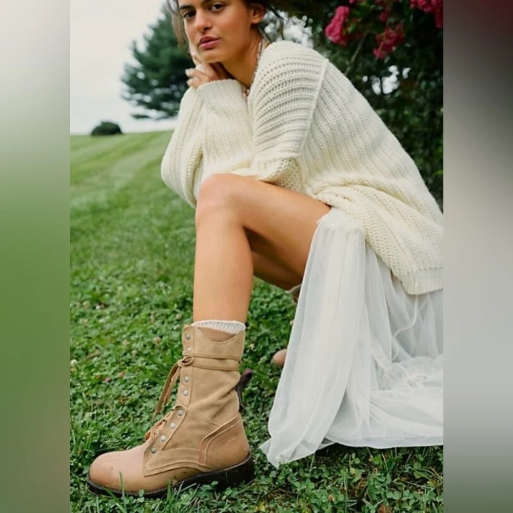 Free People We The Free Jesse Lace Up Boots, Size 8 - Picture 4 of 10
